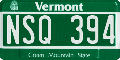 VT license plate NSQ394