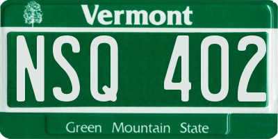 VT license plate NSQ402