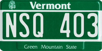 VT license plate NSQ403