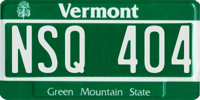 VT license plate NSQ404