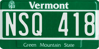 VT license plate NSQ418