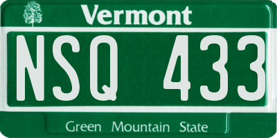 VT license plate NSQ433