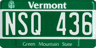 VT license plate NSQ436