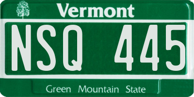 VT license plate NSQ445