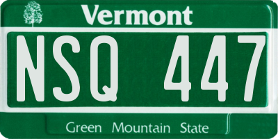 VT license plate NSQ447