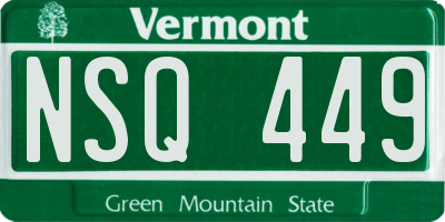 VT license plate NSQ449