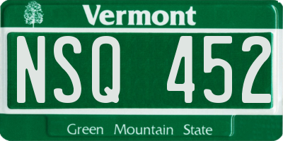 VT license plate NSQ452