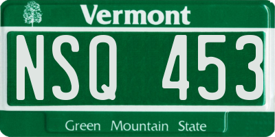 VT license plate NSQ453