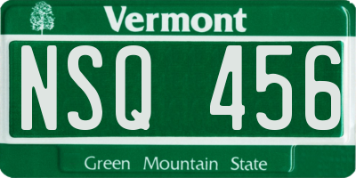 VT license plate NSQ456