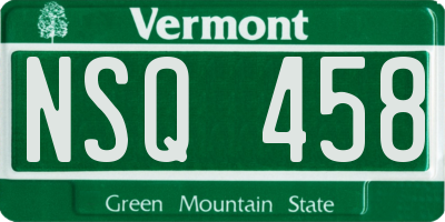 VT license plate NSQ458