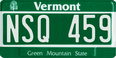VT license plate NSQ459