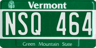 VT license plate NSQ464