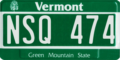 VT license plate NSQ474