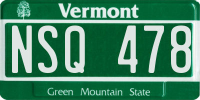 VT license plate NSQ478