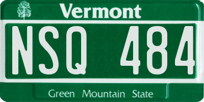 VT license plate NSQ484