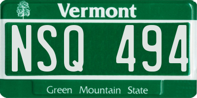 VT license plate NSQ494