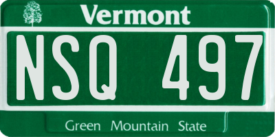 VT license plate NSQ497