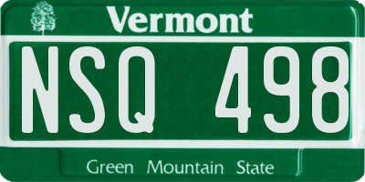 VT license plate NSQ498