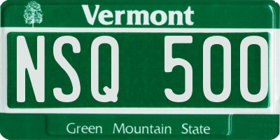 VT license plate NSQ500