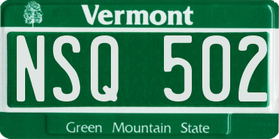 VT license plate NSQ502