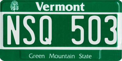 VT license plate NSQ503