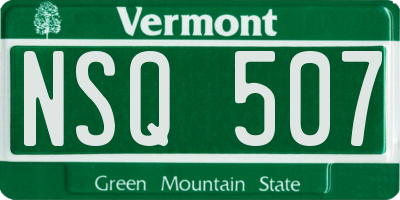 VT license plate NSQ507