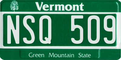 VT license plate NSQ509