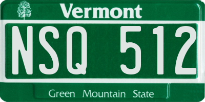 VT license plate NSQ512
