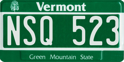 VT license plate NSQ523