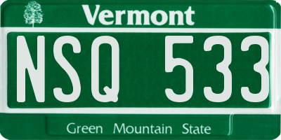 VT license plate NSQ533