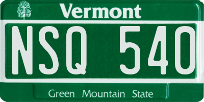 VT license plate NSQ540