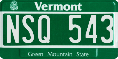 VT license plate NSQ543