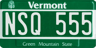 VT license plate NSQ555