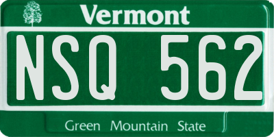 VT license plate NSQ562