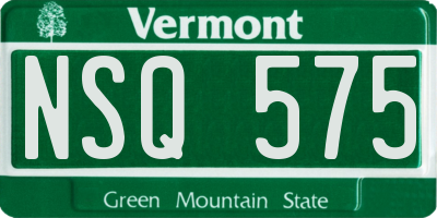 VT license plate NSQ575