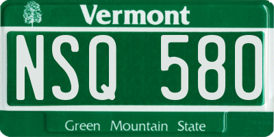 VT license plate NSQ580