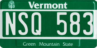 VT license plate NSQ583