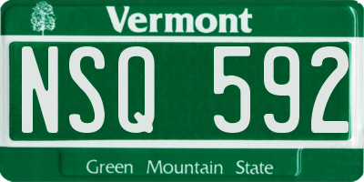 VT license plate NSQ592
