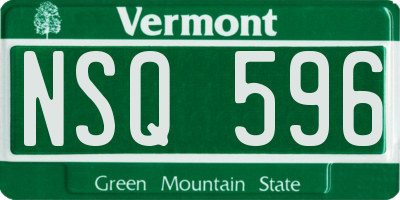 VT license plate NSQ596