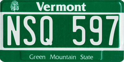 VT license plate NSQ597