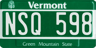 VT license plate NSQ598