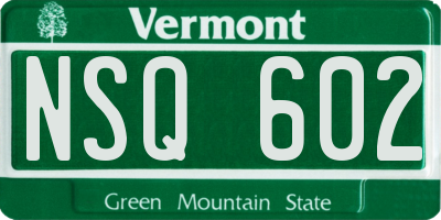 VT license plate NSQ602