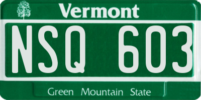 VT license plate NSQ603