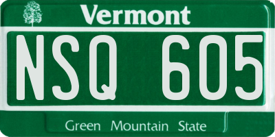 VT license plate NSQ605