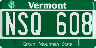 VT license plate NSQ608