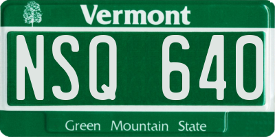 VT license plate NSQ640