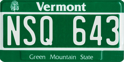 VT license plate NSQ643
