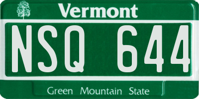 VT license plate NSQ644