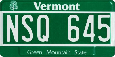 VT license plate NSQ645