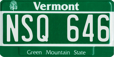 VT license plate NSQ646